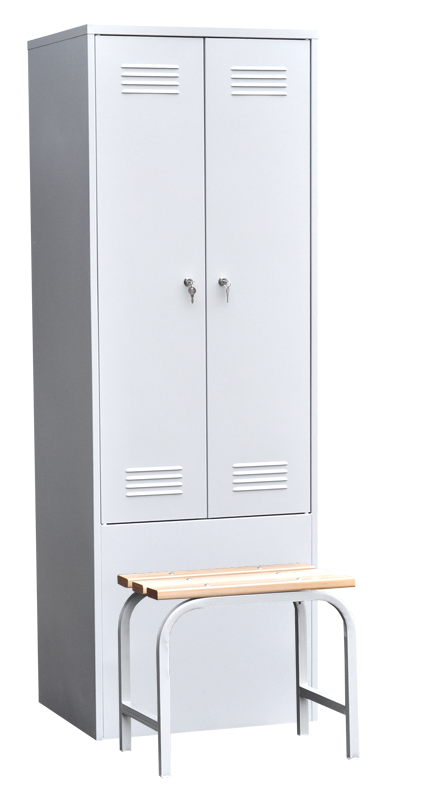 Шкаф для одежды двухстворчатый с приставной скамьей (верх липа) - Фото 1