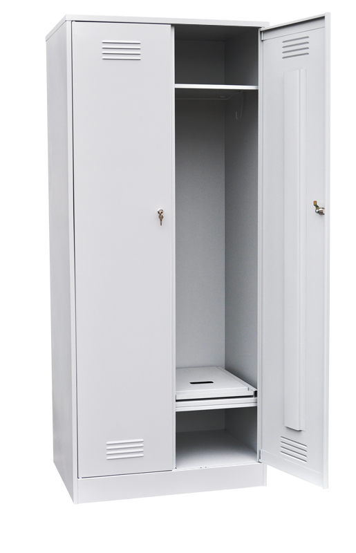 Шкаф для одежды двухстворчатый с откидной скамьей (верх металл)