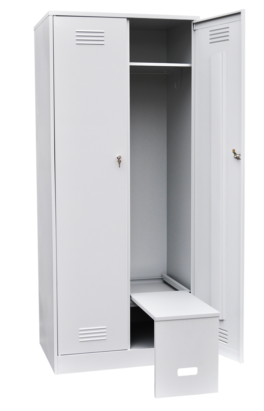 Шкаф для одежды двухстворчатый с откидной скамьей (верх металл) - Фото 3